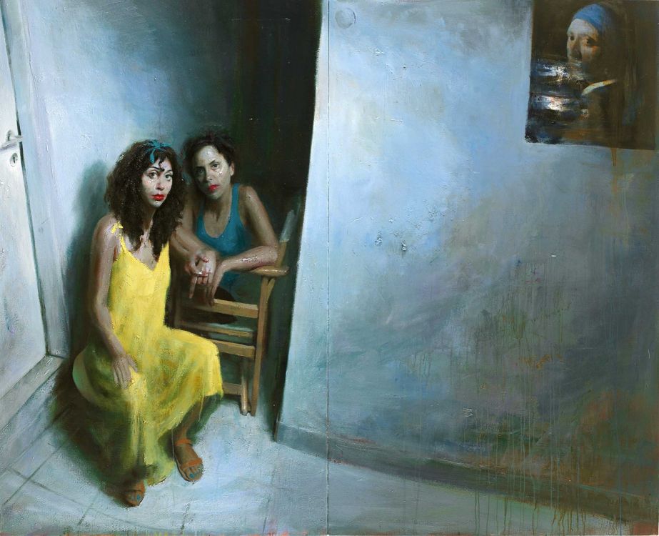 sissy s curly hair 170x210cm oil on linen 2014